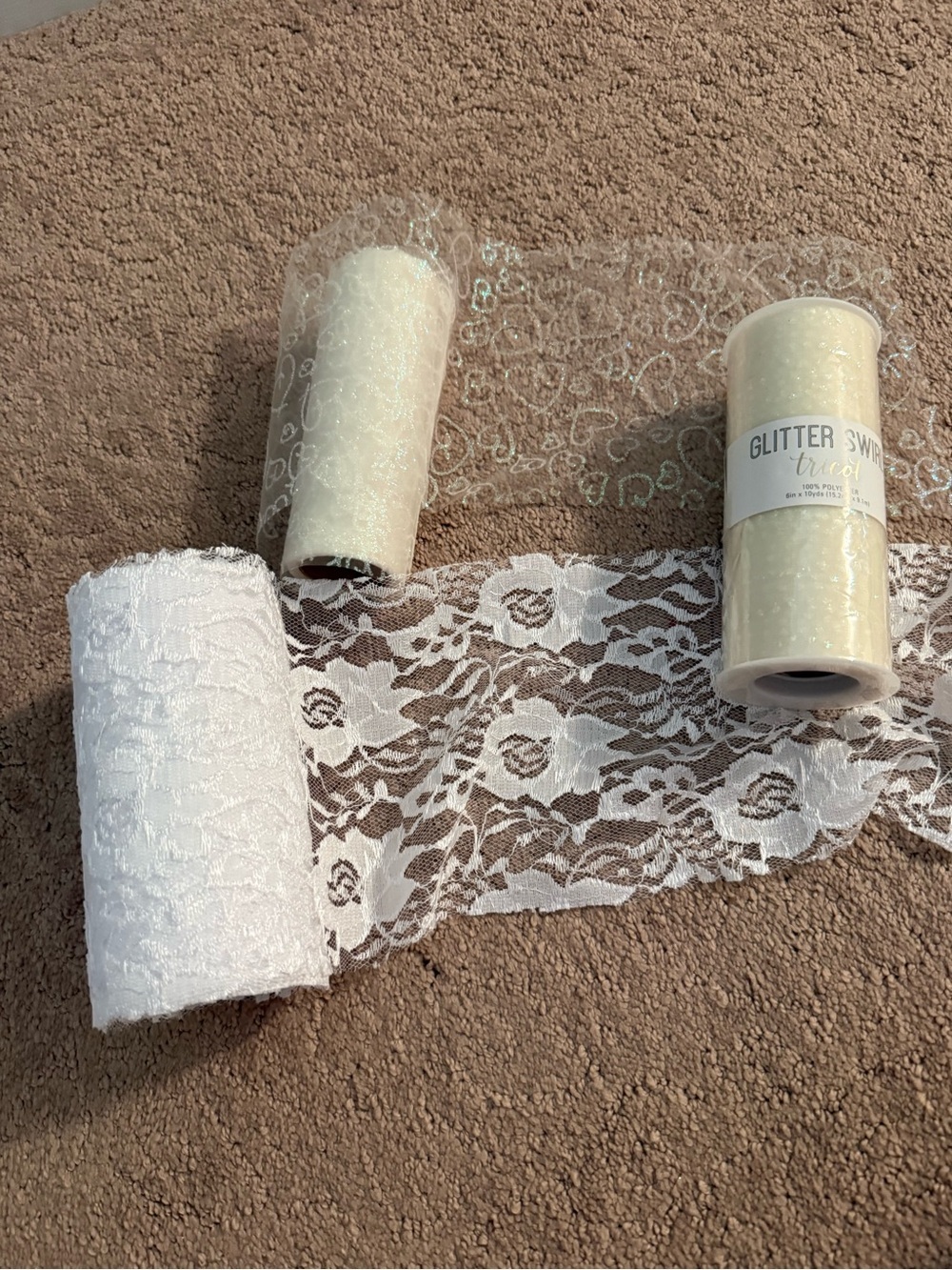 Set of 3 Spools of Lace & Glitter Ribbon | Arts & Crafts Supplies